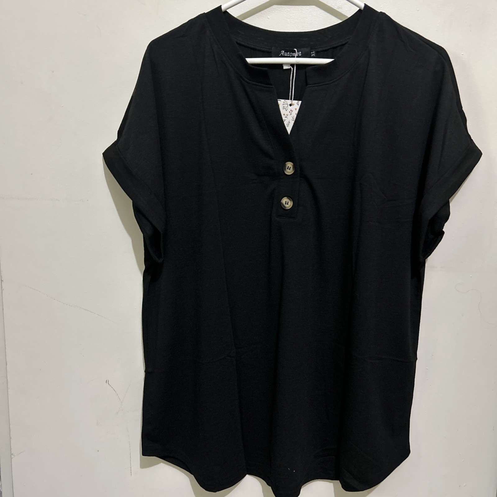 AUTOMET Womens Tops Casual Basic T Shirts Loose Fit XL Black NWT