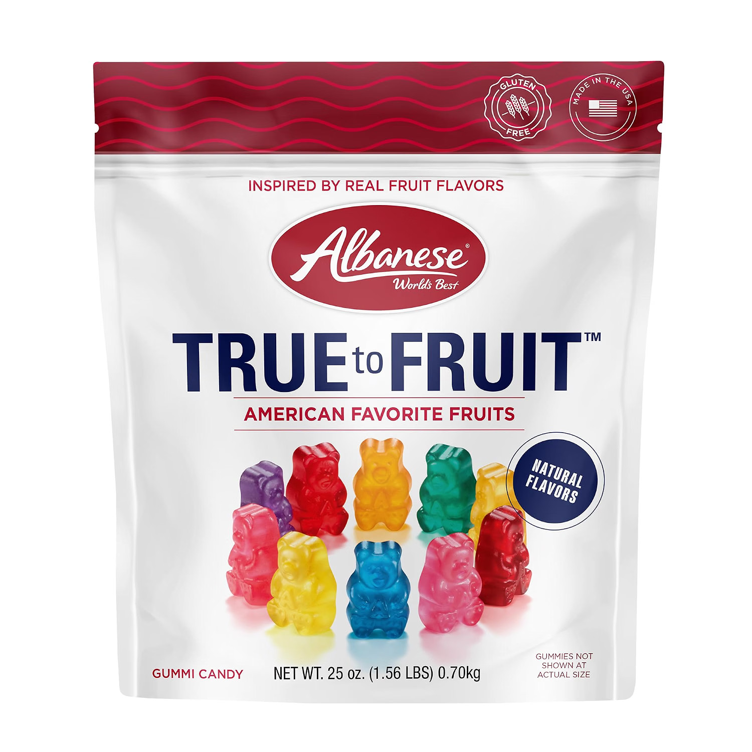 Albanese True to Fruit American Favorite Fruits Gummies | 25oz Candy Bag - USA Albanese True to Fruit American Favorite Fruits Gummies | 25oz Candy Bag - USA