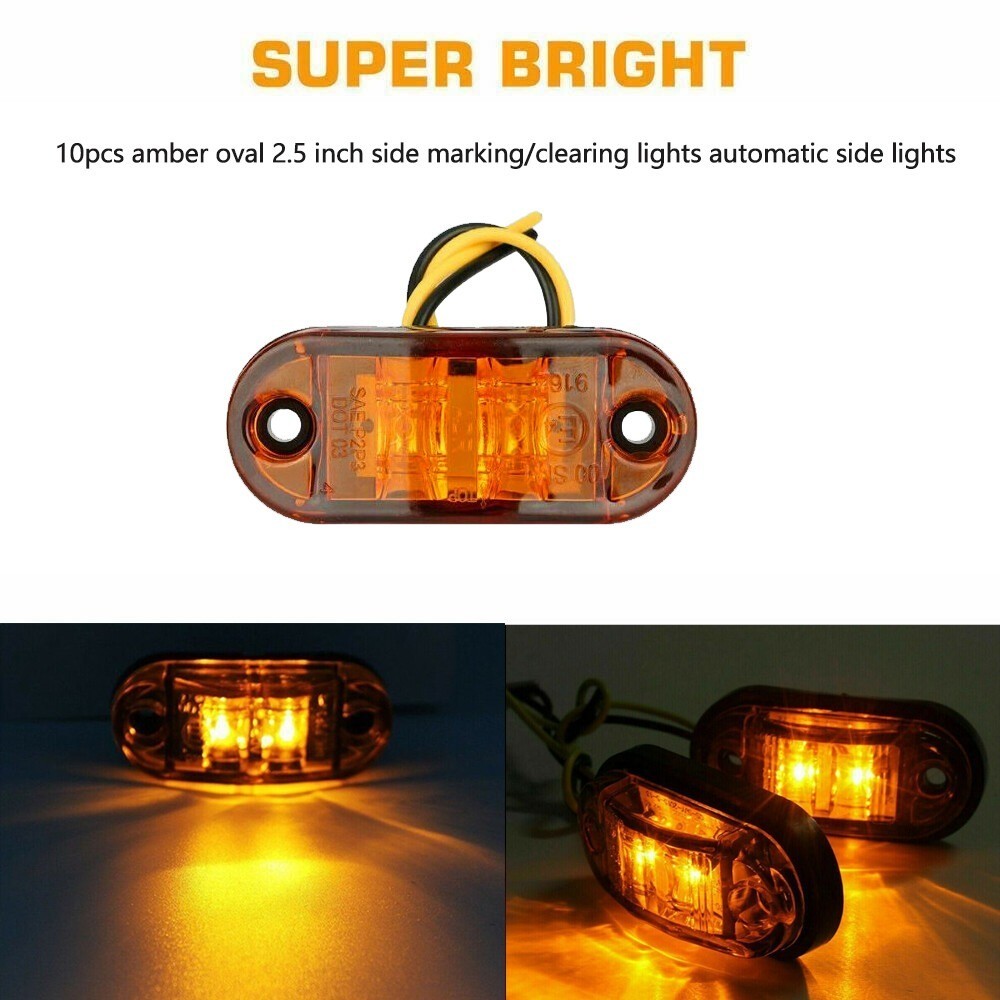 Marker Lights LED Truck Trailer Oval Clearance Side Lamp 10-20Pcs Amber / Red