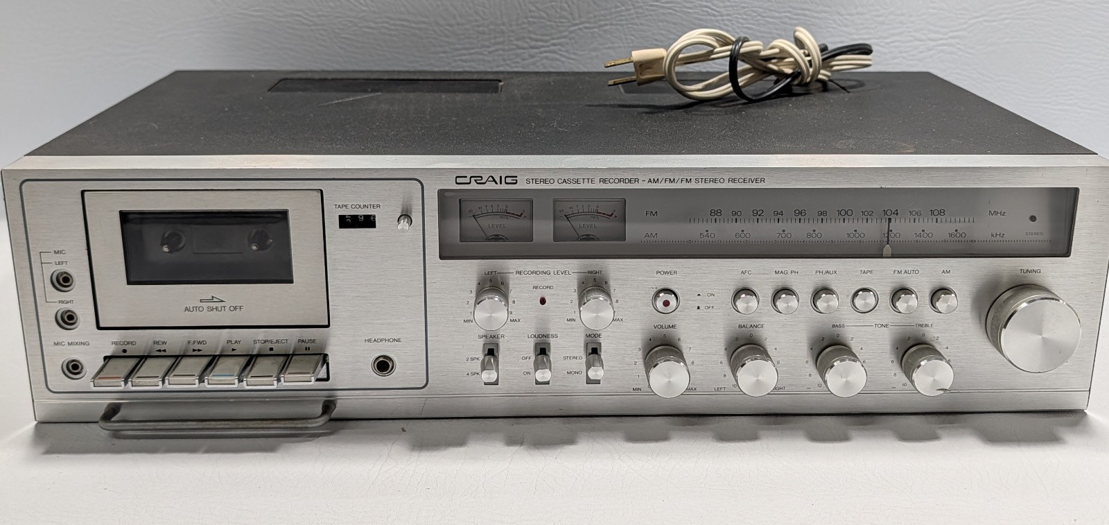 Craig Model H421 Vintage AM/FM Stereo Receiver Cassette Tape Deck Tested Working