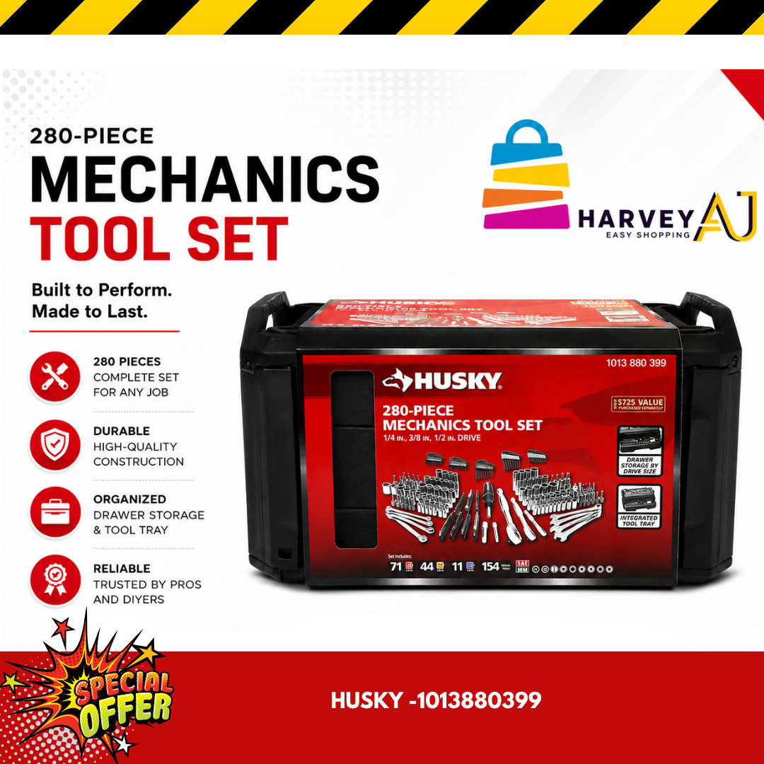 Husky Mechanics Tool Set 280 Piece Mechani\'c Tools Set 3 Drawer Case Box New 