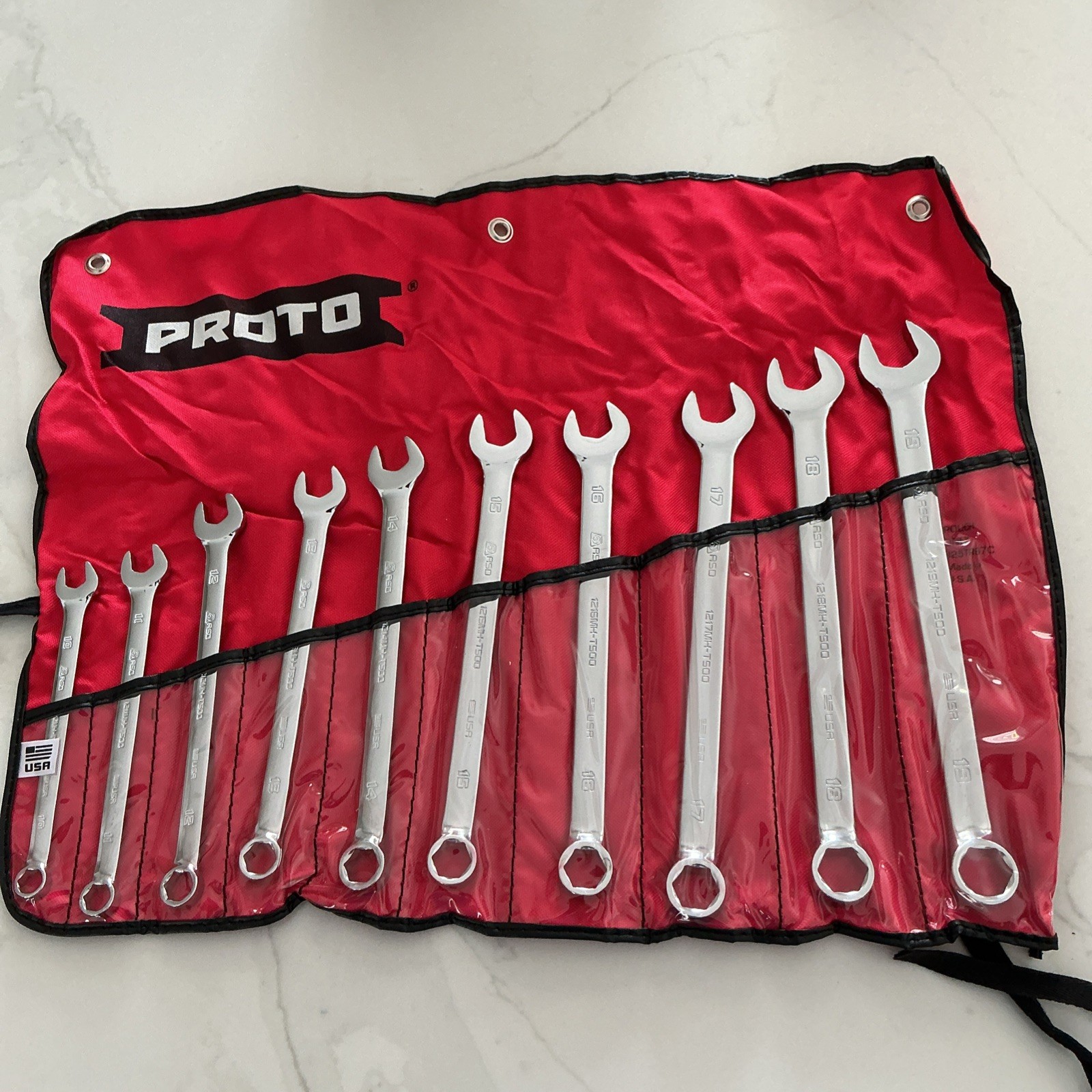 PROTO J1200MHASDT500 Combo Wrench 10pc Set 10-19mm 6 Pt ASD Full Polish USA New PROTO J1200MHASDT500 Combo Wrench 10pc Set 10-19mm 6 Pt ASD Full Polish USA New
