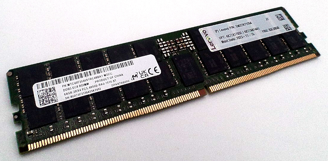MICRON 64GB (1X64GB) 2RX4 PC5-4800B RDIMM (MTC40F2046S1RC48BA1) MICRON 64GB (1X64GB) 2RX4 PC5-4800B RDIMM (MTC40F2046S1RC48BA1)