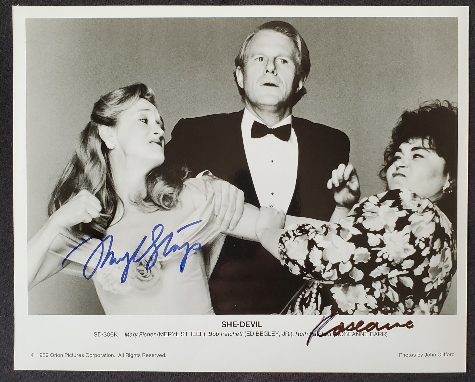 Meryl Streep + Roseanne Barr Autograph 8x10 She-Devil Studio Photograph