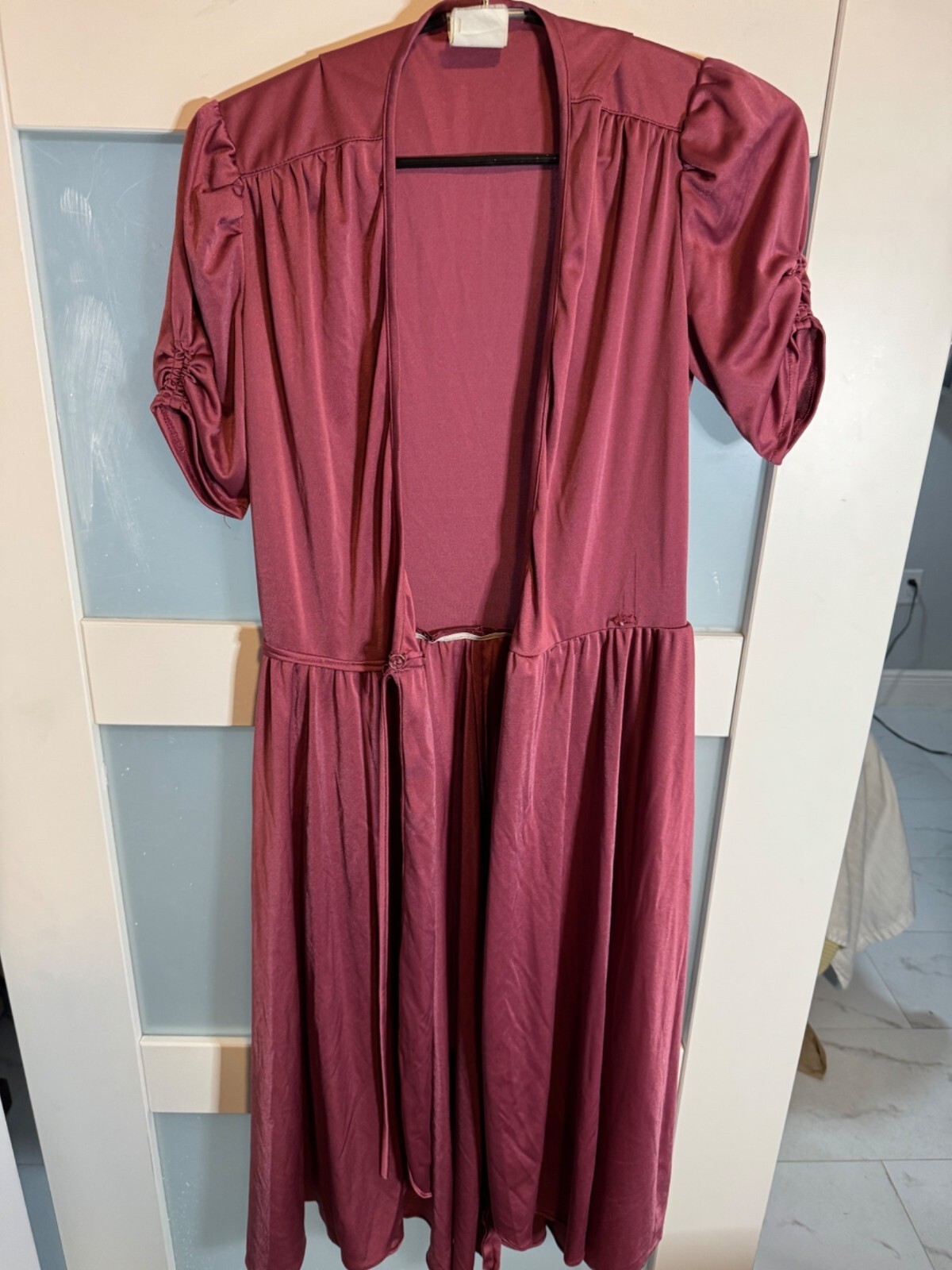 Vintage 100% Nylon Mauve Midi Dress By Albert Nipon Size 5                 36-25