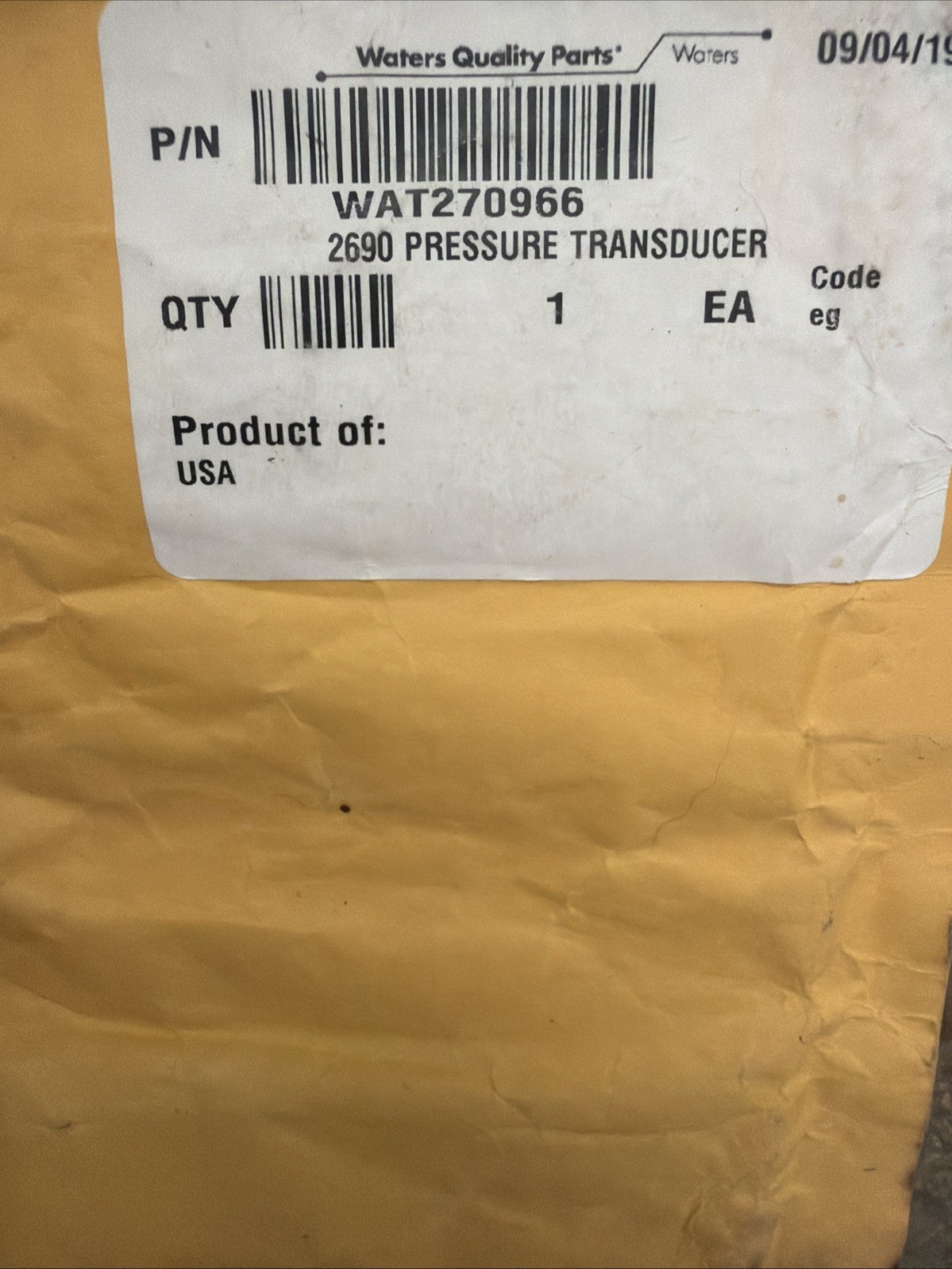 Waters Alliance Pressure Transducer 2690, 2695, 2790, 2795 WAT270966 WAT270172 Waters Alliance Pressure Transducer 2690, 2695, 2790, 2795 WAT270966 WAT270172
