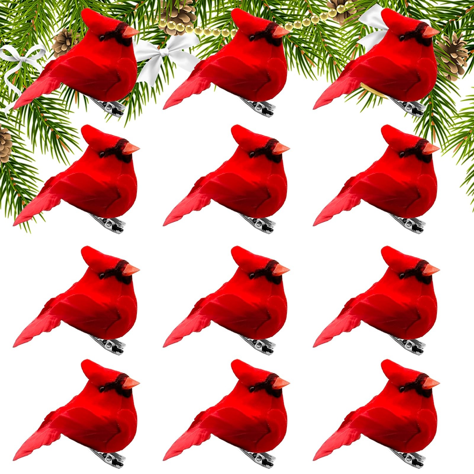 12 Pack Small Cardinals Tiny Cardinals Mini Cardinal Red Birds for Crafts Art...