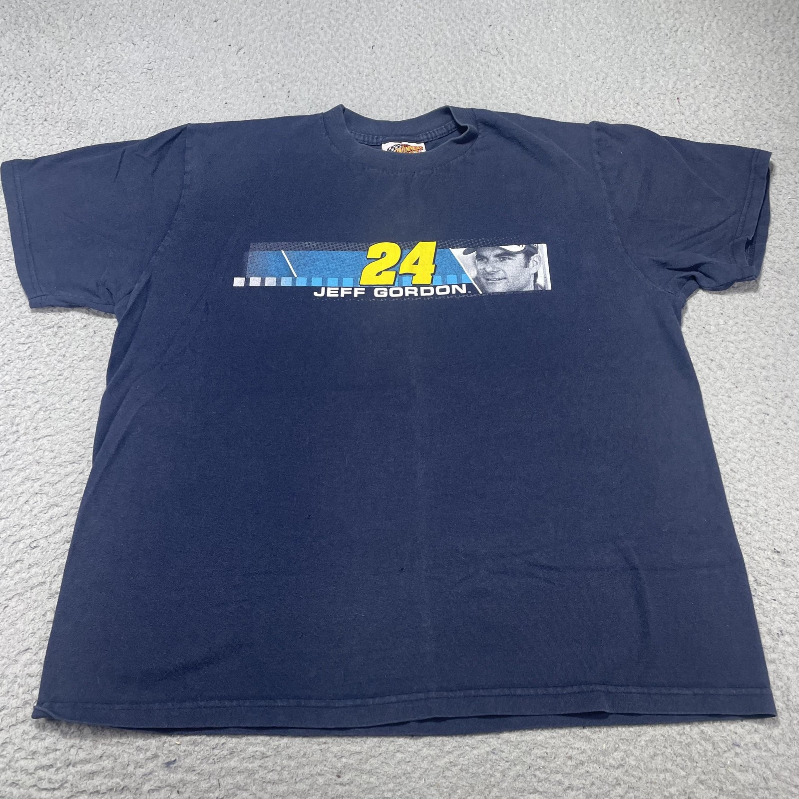 Vintage Jeff Gordon Shirt Mens Large Blue NASCAR Racing Winner\'s Circle 24 Car