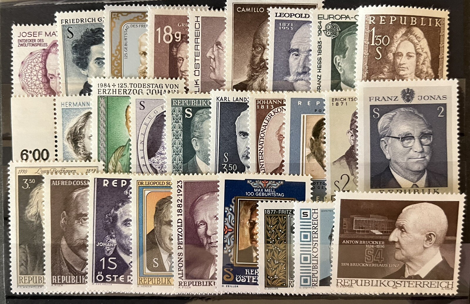 AUSTRIA - Collection of MNH STAMPS - Famous Austrian Men -  in USA