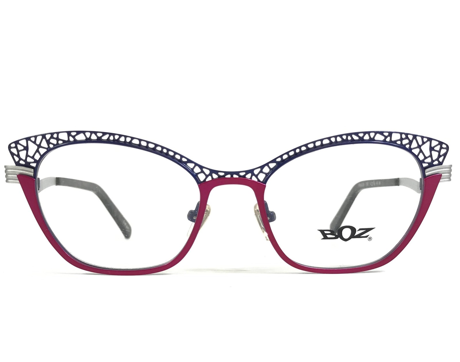 BOZ Eyeglasses Frames FRISSON 7082 Purple Pink Silver Cat Eye 51-18-140