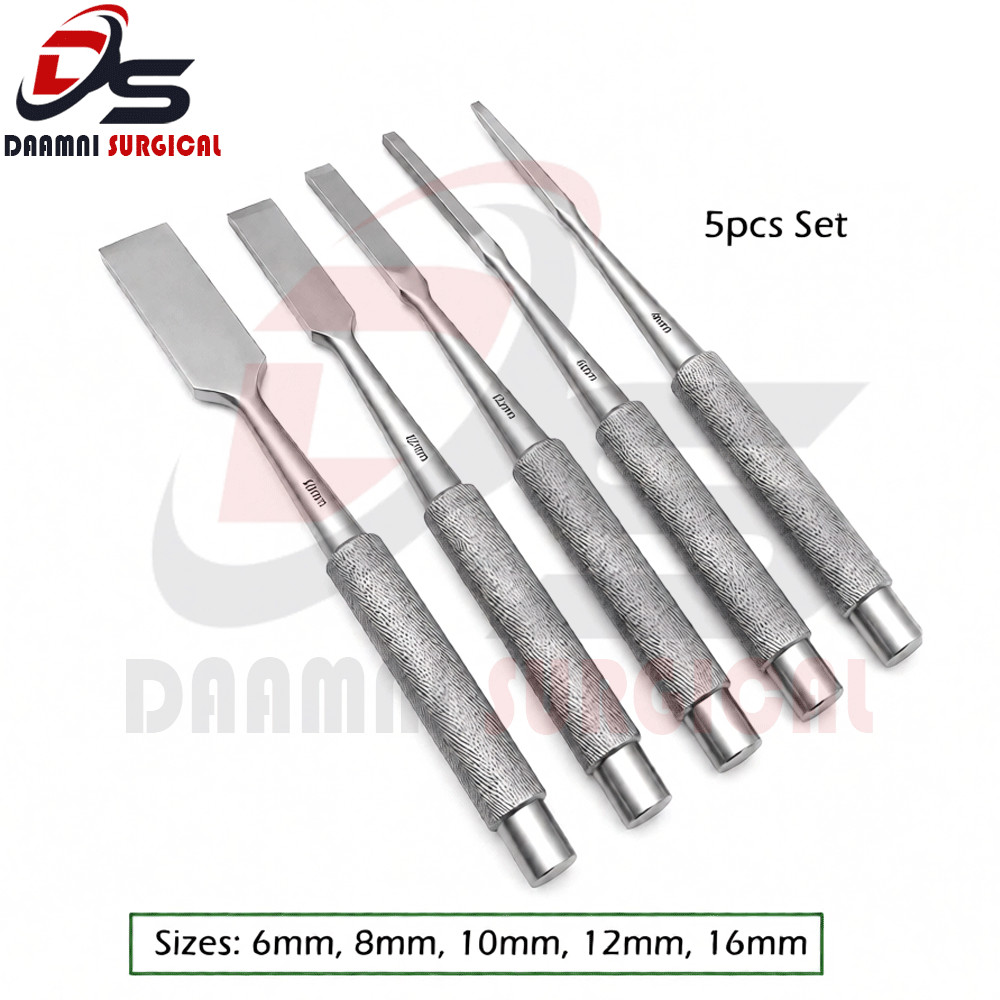 Veterinary Bone Osteotomes Set 5 Pcs Orthopedic Surgical Instruments 6–16mm Set