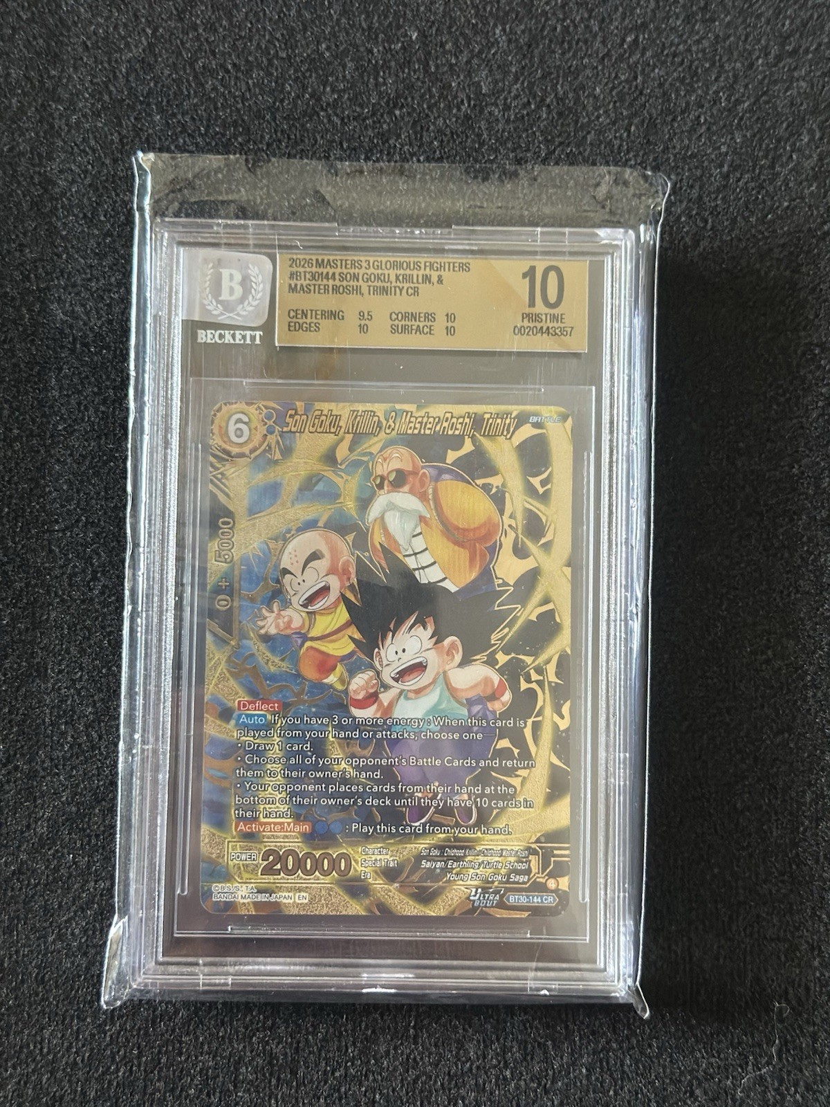 Bandai DBS BT3-0144 Son Goku Krillin & Roshi Trinity CR Foil BGS 10