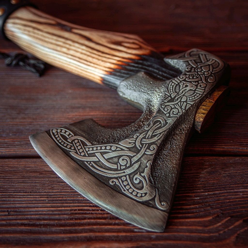 Custom Forged Handmade Viking Hatchet Knife 13” – Carbon Steel Camping Axe
