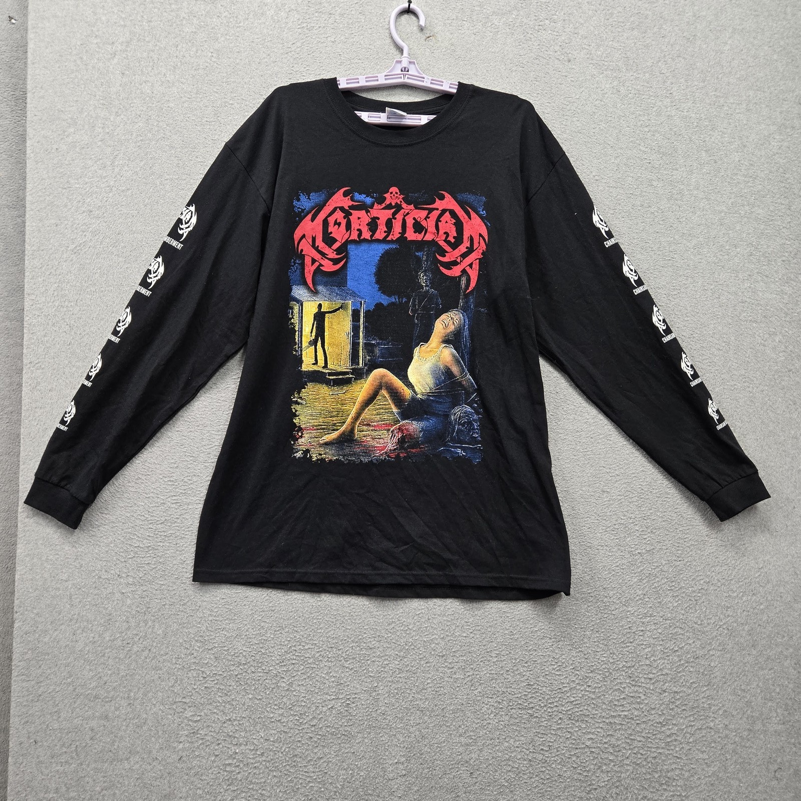 Mortician Men Shirt XL Black Chainsaw Dismemberment Death Metal Long Sleeve
