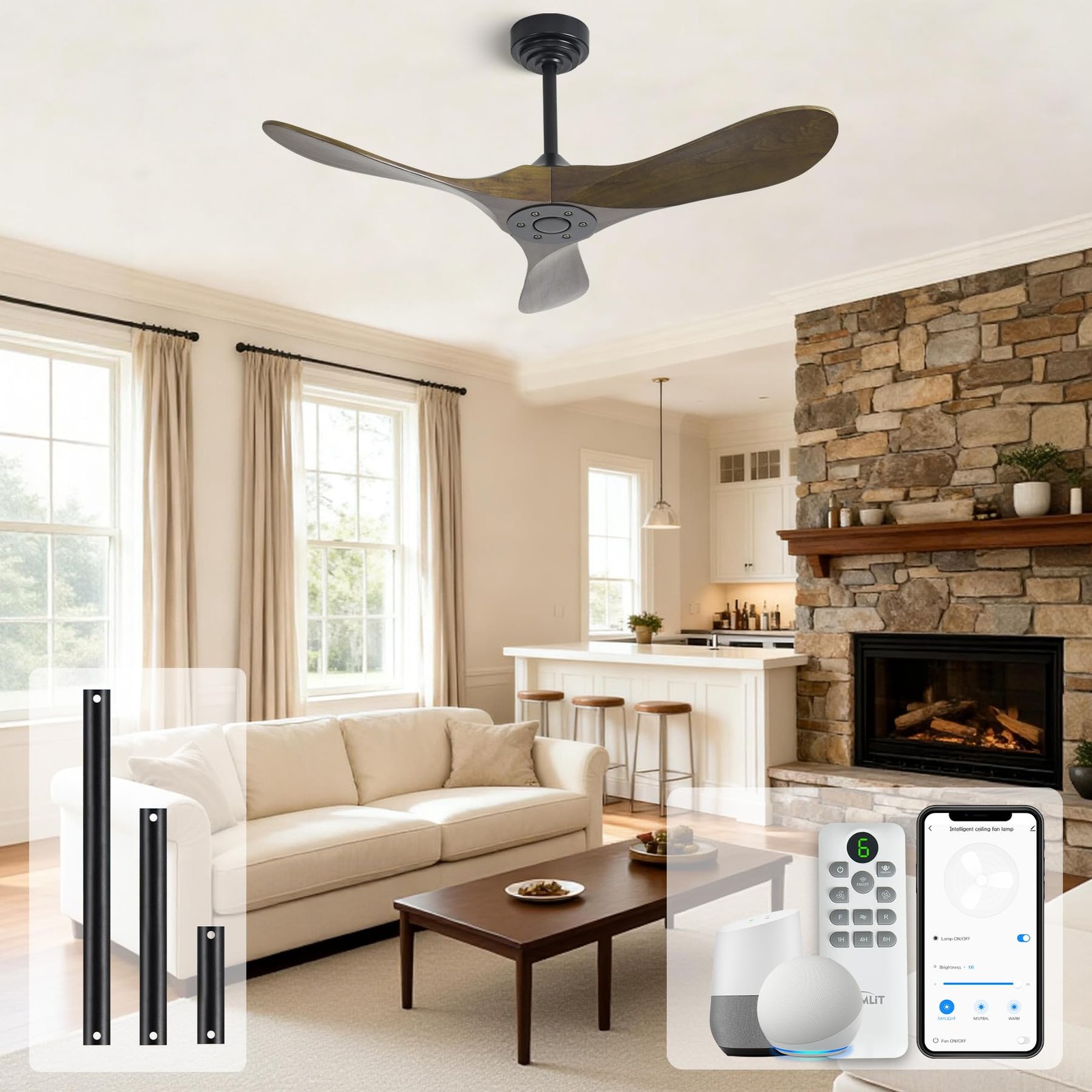 Homlit 42Inch Smart Outdoor Ceiling Fan Remote Voice Control Alexa Google Bronze Homlit 42Inch Smart Outdoor Ceiling Fan Remote Voice Control Alexa Google Bronze
