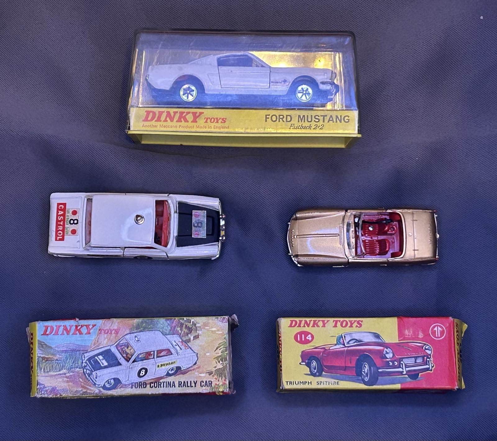Collection of Bintage Dinky Toys Die-cast Model Cars and Their Original Boxes Collection of Bintage Dinky Toys Die-cast Model Cars and Their Original Boxes