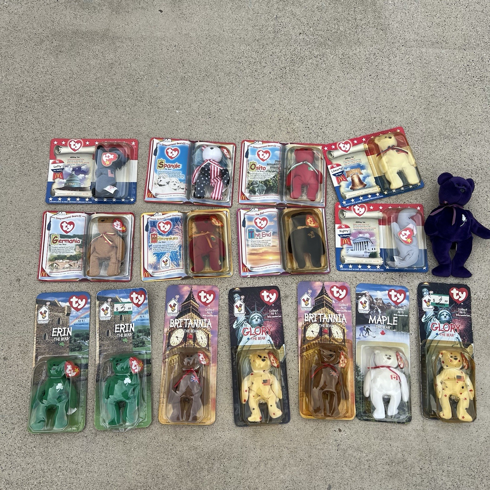 Lot of 15 Ty McDonald\'s Teenie Beanie Babies + Princess Bear, Sealed, Vintage