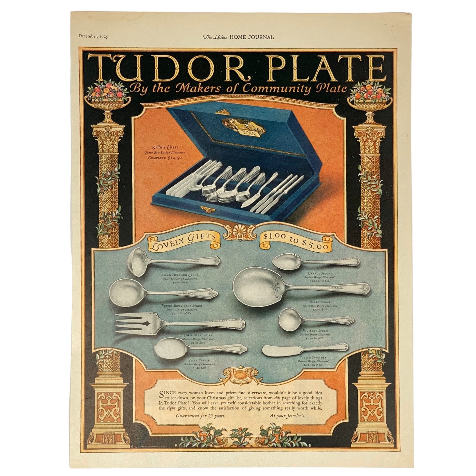 1925 Tudor Plate by Community Plate Vintage Art Nouveau Print Ad 1925 Tudor Plate by Community Plate Vintage Art Nouveau Print Ad