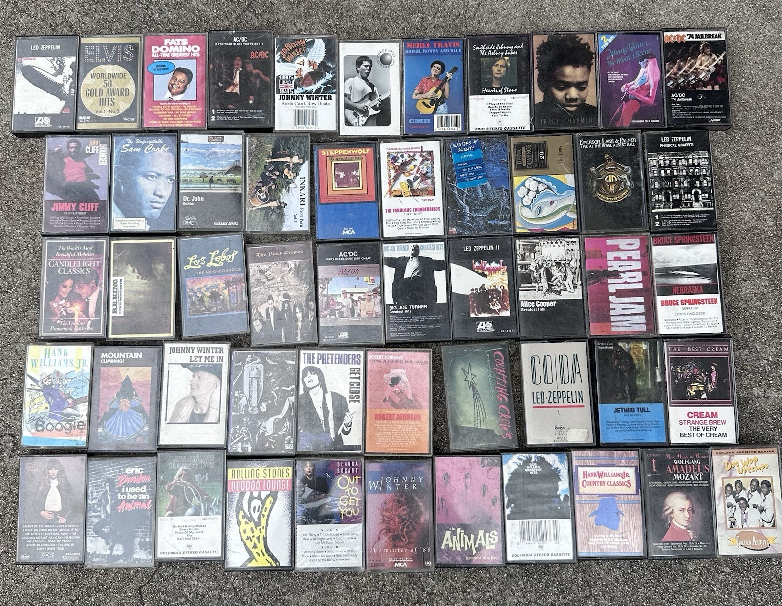 50 Vintage Cassette Tape Lot TESTED Led Zeppelin AC/DC Pearl Jam Stones Rock