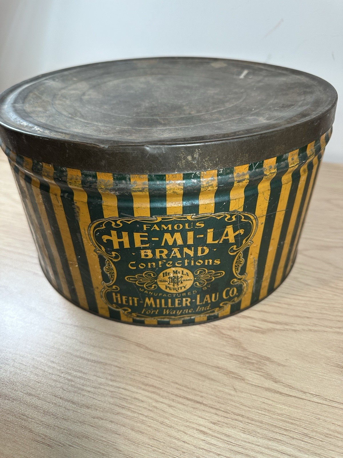 Vintage He-Mi-La Brand Confections Tin Fort Wayne Indiana Antique Candy Vintage He-Mi-La Brand Confections Tin Fort Wayne Indiana Antique Candy