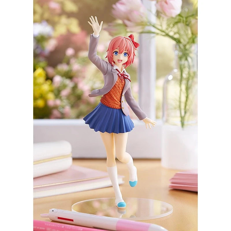 Sayori DDLC Anime Figure Waving Pose School Uniform Girl Desk Decor Rep Gift Sayori DDLC Anime Figure Waving Pose School Uniform Girl Desk Decor Rep Gift