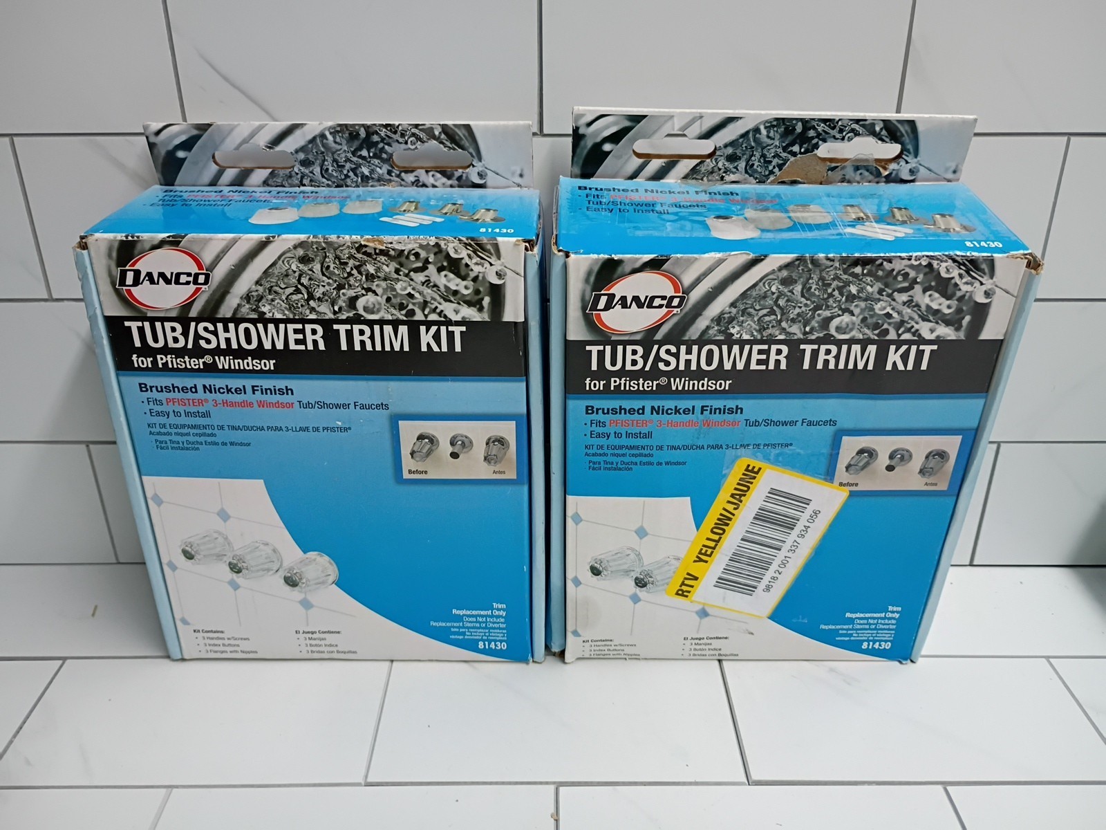 2pk Danco 81430 Tub/Shower Trim Kit Pfister Windsor Brushed Nickel Finish New OB
