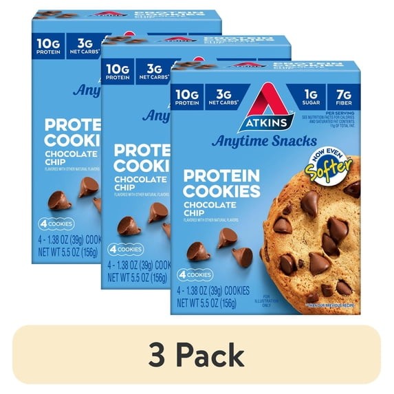 Atkins Soft and Chewy Chocolate Chip Protein Cookie, Keto Friendly, High Protein