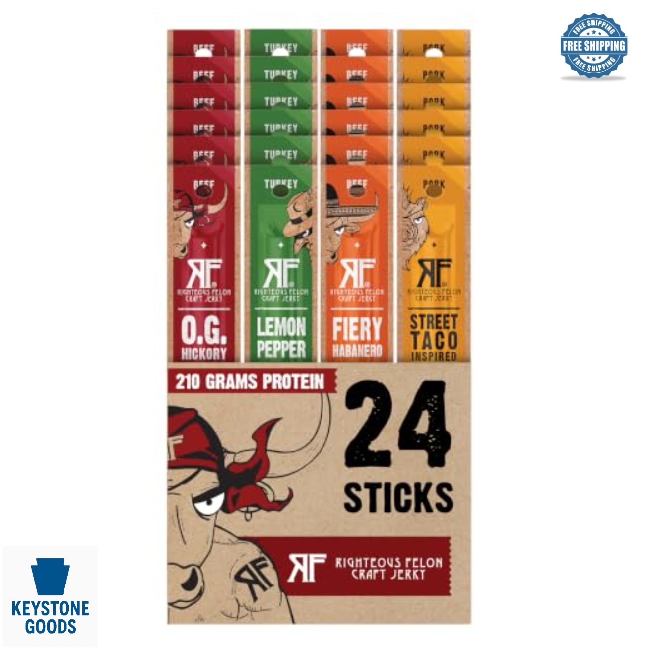 Meat Sticks Variety Pack 24 Count Beef Turkey Pork Gluten Free High Protein