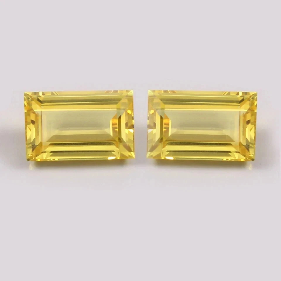 Natural 22 Ct Ceylon Yellow Sapphire Baguette Cut Certified Loose Gemstone Pair