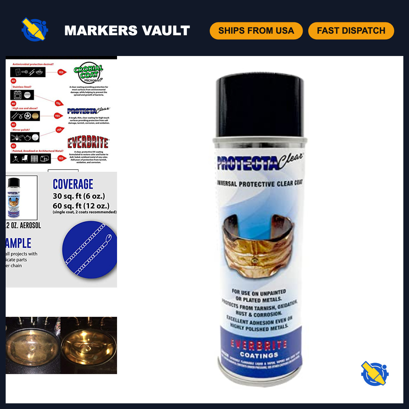 Clear Protective Coating Spray for Metal - 6 Oz Aerosol Can, Rust & Corrosion Sh