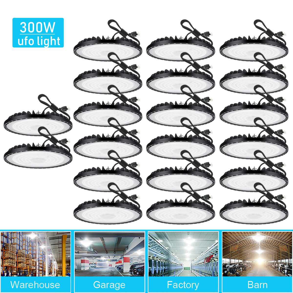 20Pcs 300W UFO Led High Bay Lights Industrial Commercial Light Fixture 90-277V