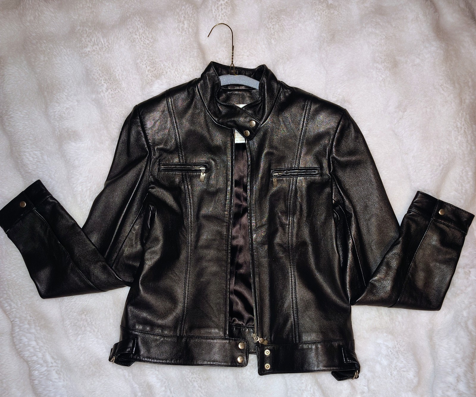 Vintage Hugo Buscati Black Leather Motorcycle Biker Jacket Riding Medium Vintage Hugo Buscati Black Leather Motorcycle Biker Jacket Riding Medium