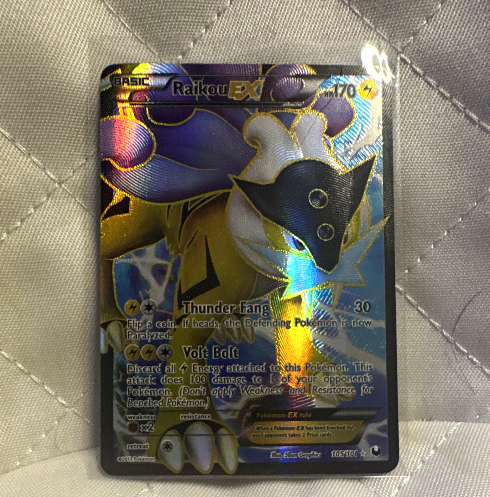 Pokemon Raikou EX 105/108 Dark Explorers Full Art Holo Ultra Rare 2012 ENG Pokemon Raikou EX 105/108 Dark Explorers Full Art Holo Ultra Rare 2012 ENG
