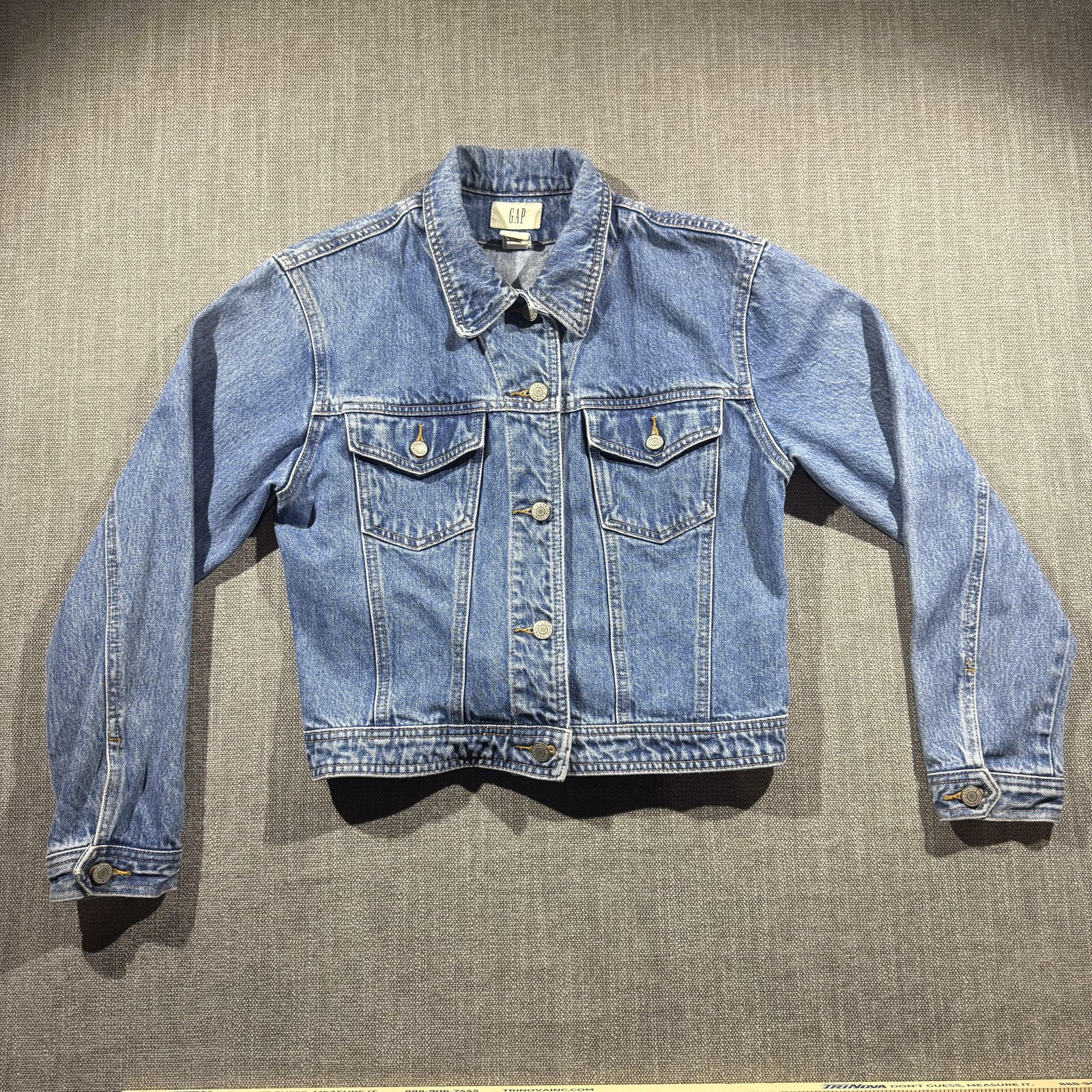 Vintage Gap Denim Jacket Womens Medium Blue Jean Trucker Hong Kong 90s