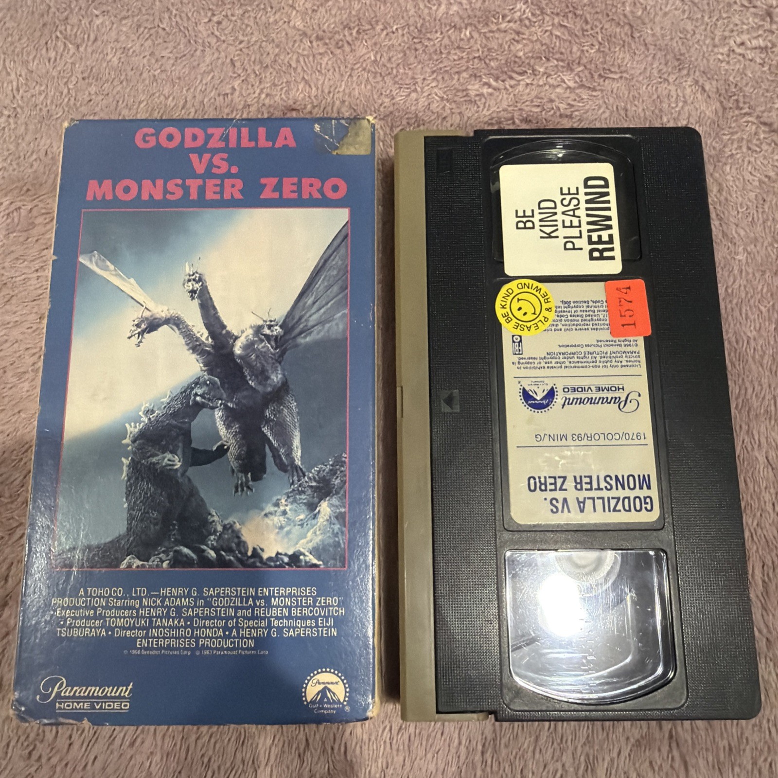 Godzilla vs Monster Zero VHS Paramount 1966 Ghidorah Rodan Sci-Fi Monster Tape