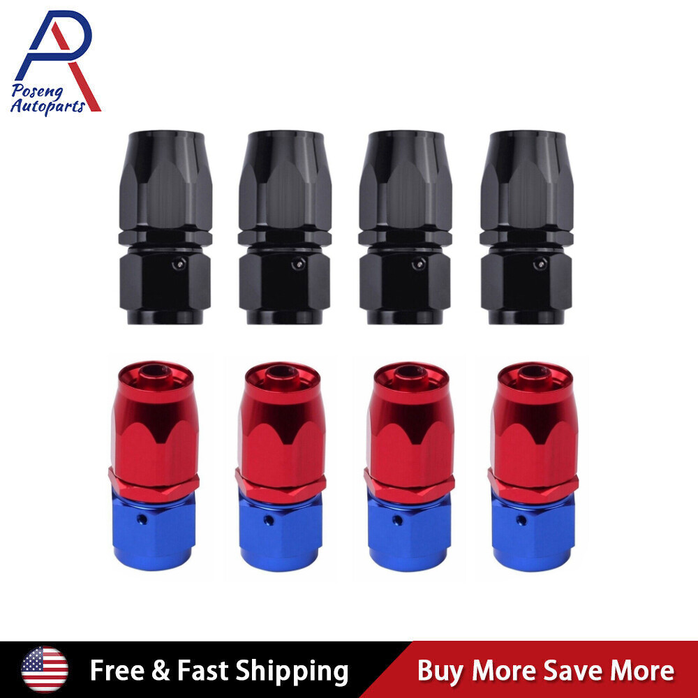4PCS AN6 AN8 AN10 Straight Swivel Hose End Fitting For Braided CPE Fuel Hose