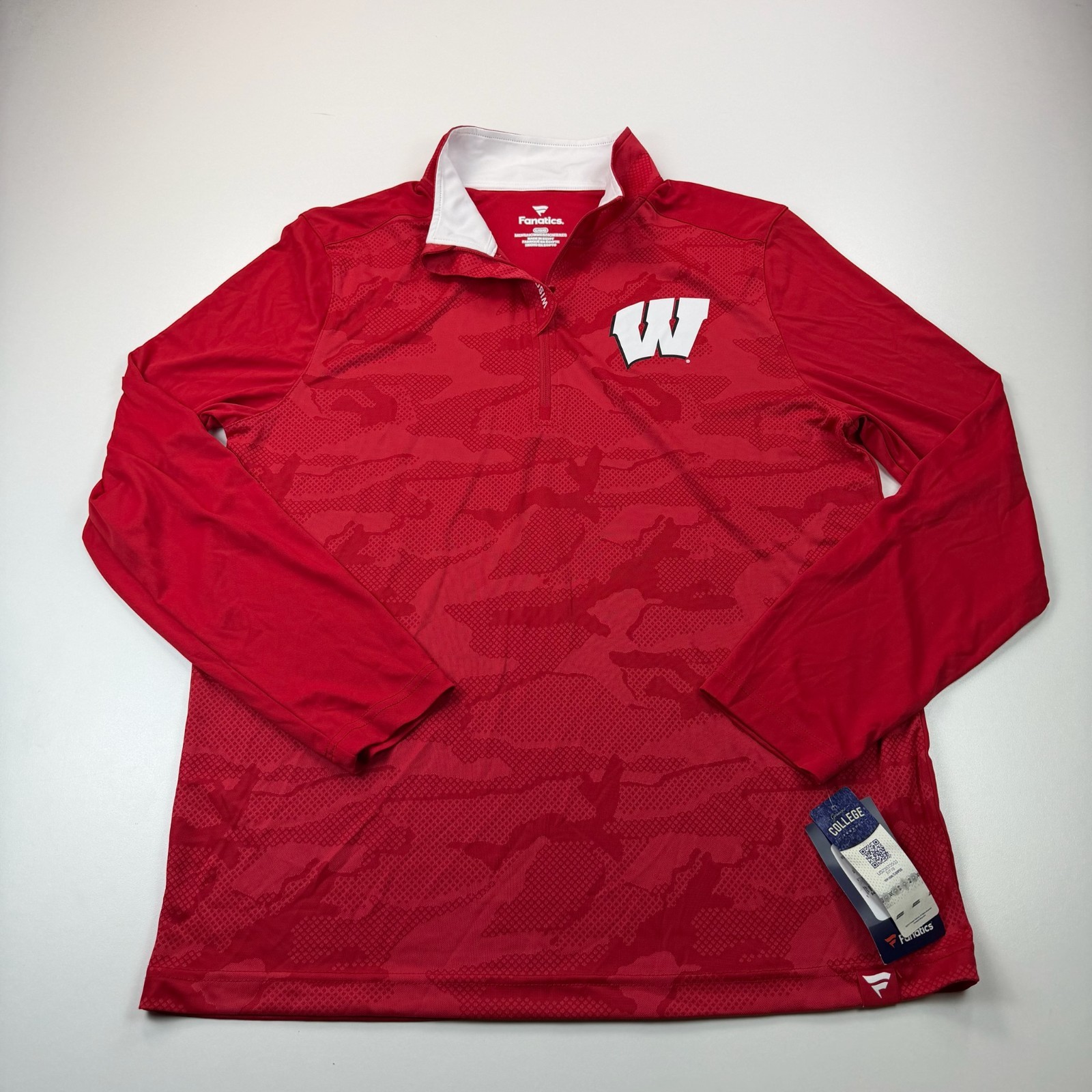 NEW Wisconsin Badgers 1/4 Zip Pullover Shirt Mens Large Red Lightweight NCAA NEW Wisconsin Badgers 1/4 Zip Pullover Shirt Mens Large Red Lightweight NCAA