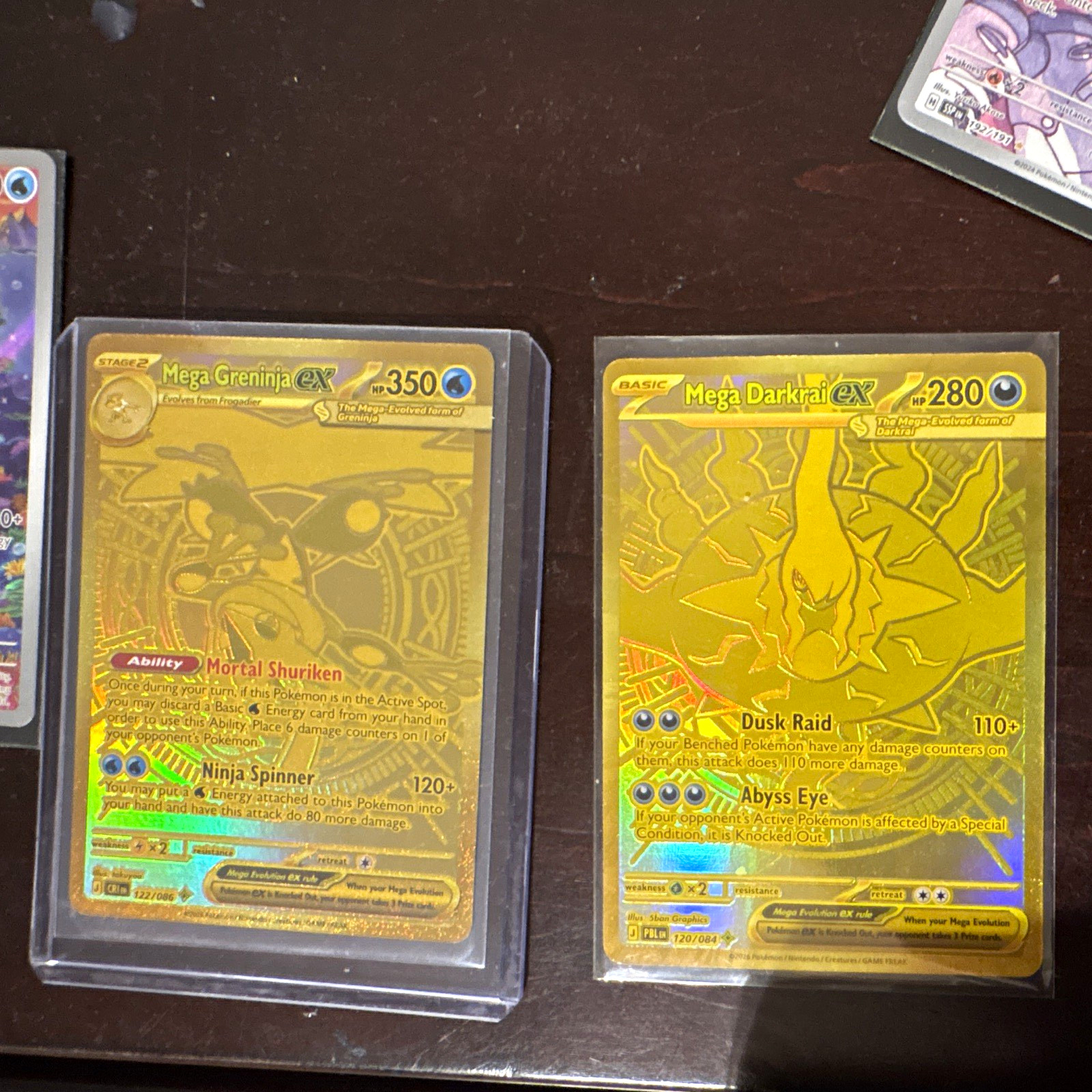 Mega greninja ex mega darkai ex HYPER RARE gold MINT condition Mega greninja ex mega darkai ex HYPER RARE gold MINT condition