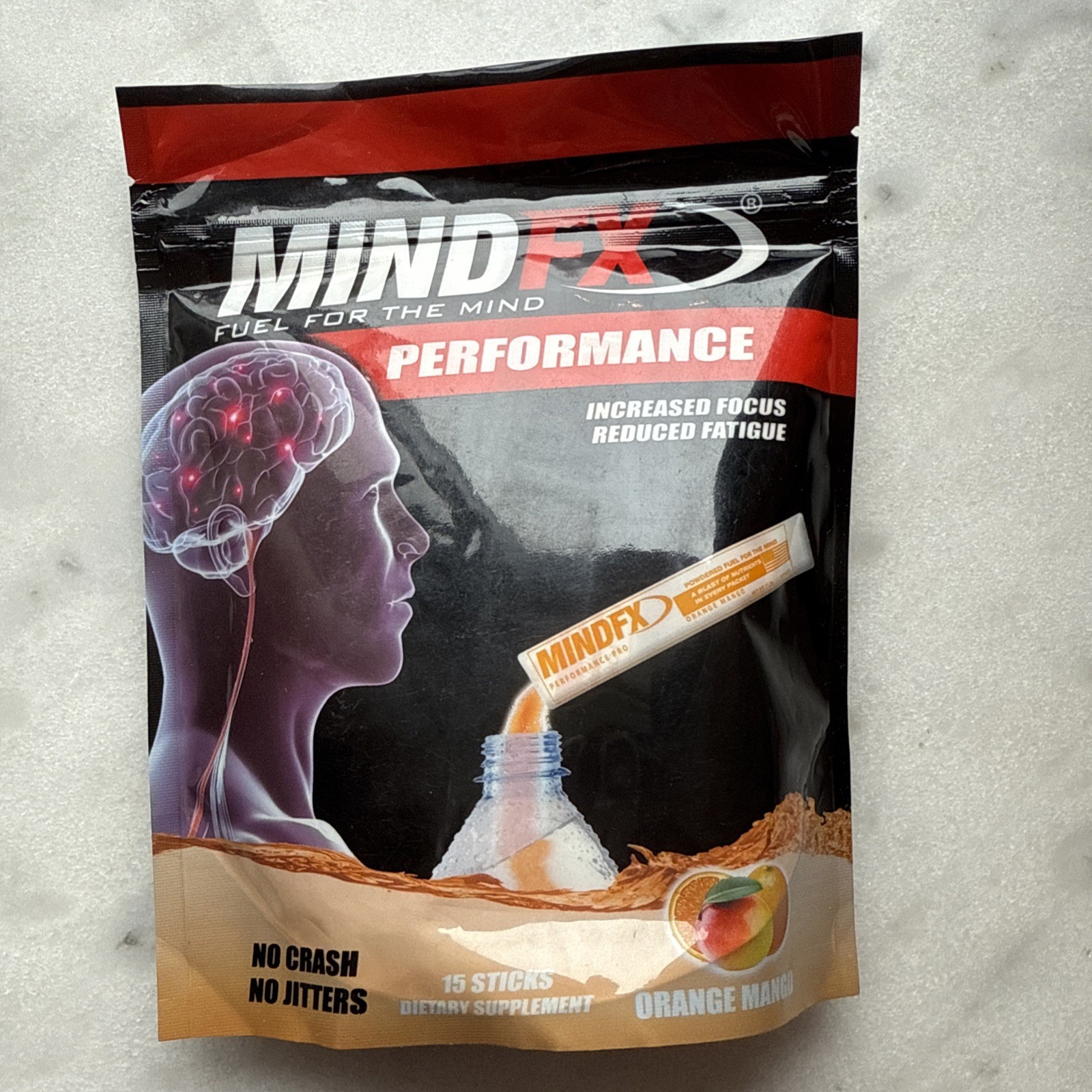 MINDFX Fuel For The Mind. PERFORMANCE. 15 sticks. Orange Mango. BB:OCT. 2025 NEW MINDFX Fuel For The Mind. PERFORMANCE. 15 sticks. Orange Mango. BB:OCT. 2025 NEW