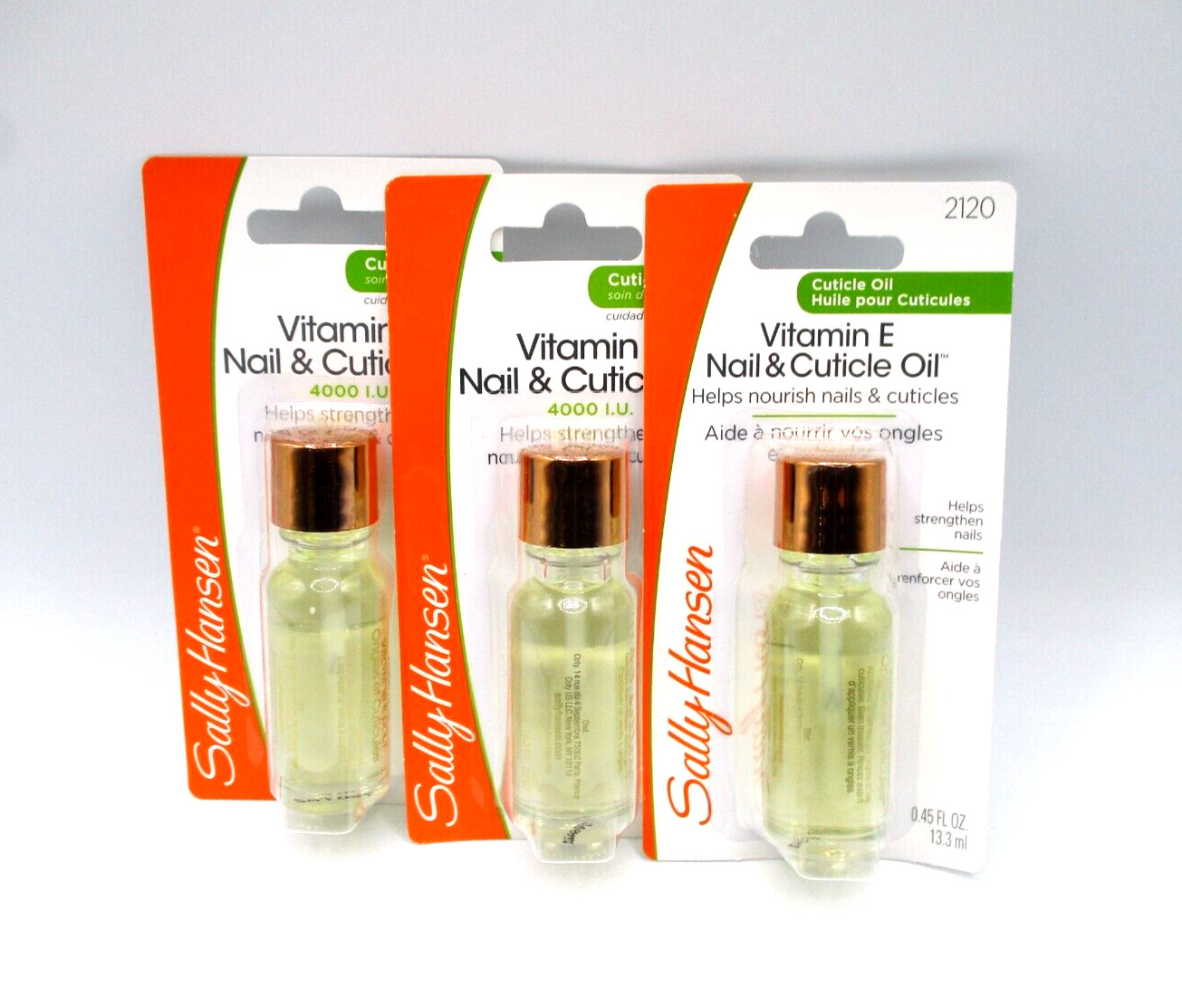 Lot/3 Sally Hansen Vitamin E Nail & Cuticle Oil ~ 0.45 oz / 13.3 ml x 3 ~ Lot/3 Sally Hansen Vitamin E Nail & Cuticle Oil ~ 0.45 oz / 13.3 ml x 3 ~