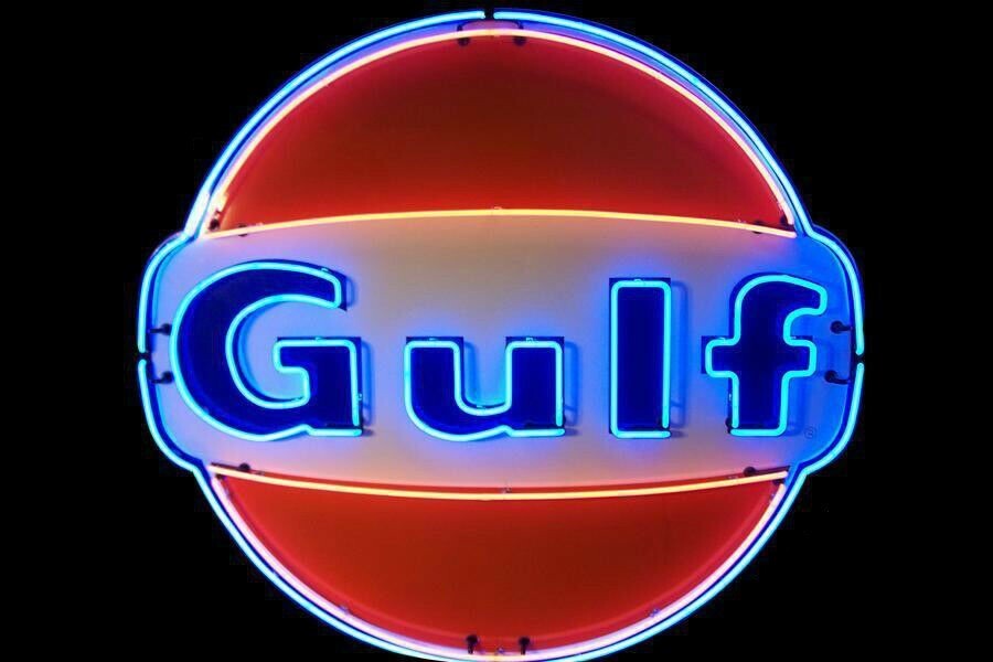US STOCK Gulf Gasoline Vintage Neon Light Sign For Gas Station Glass Decor 24