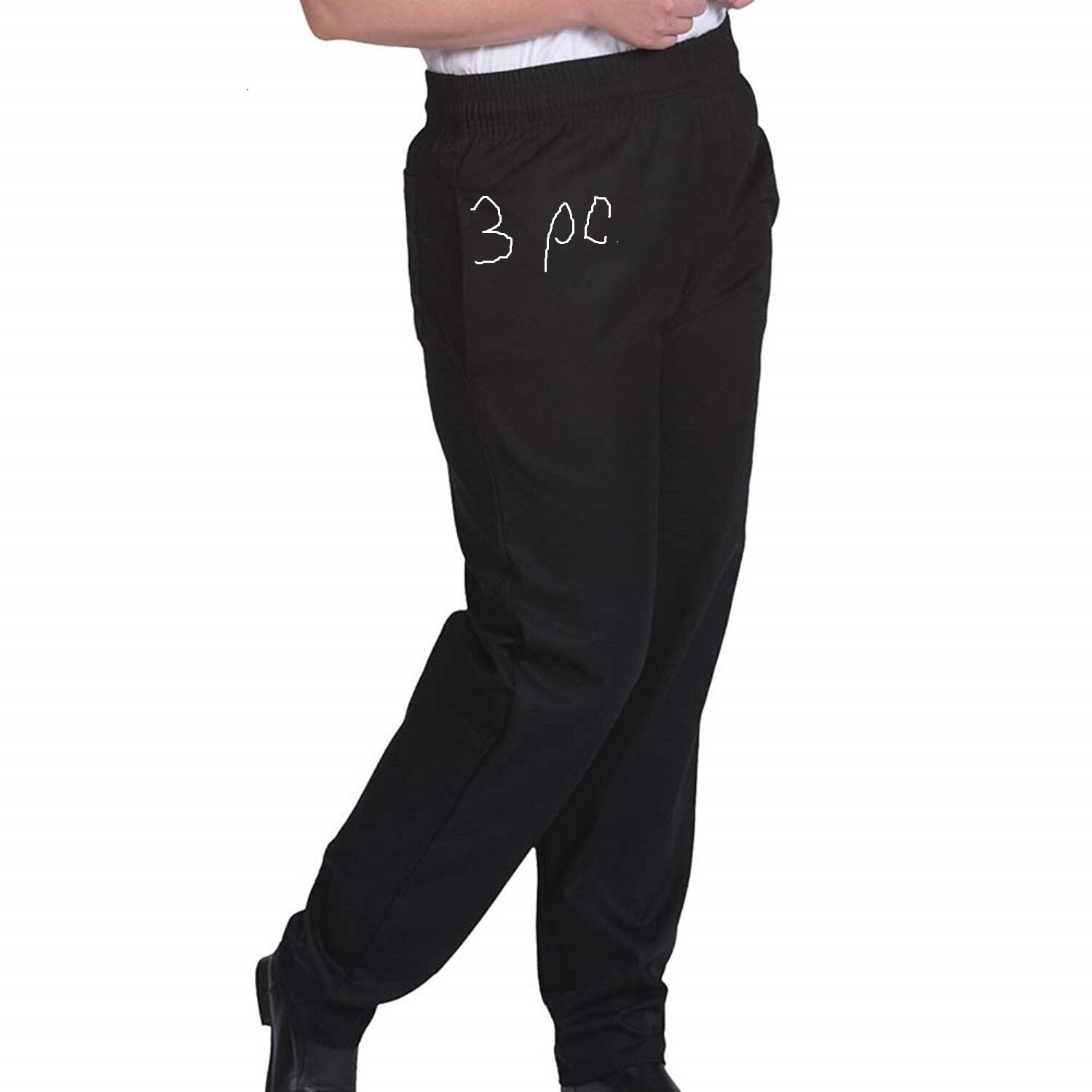 (3 pc) 3 Pairs New Men's Ultimate Baggy Chef Pant Black (3 pc) 3 Pairs New Men's Ultimate Baggy Chef Pant Black
