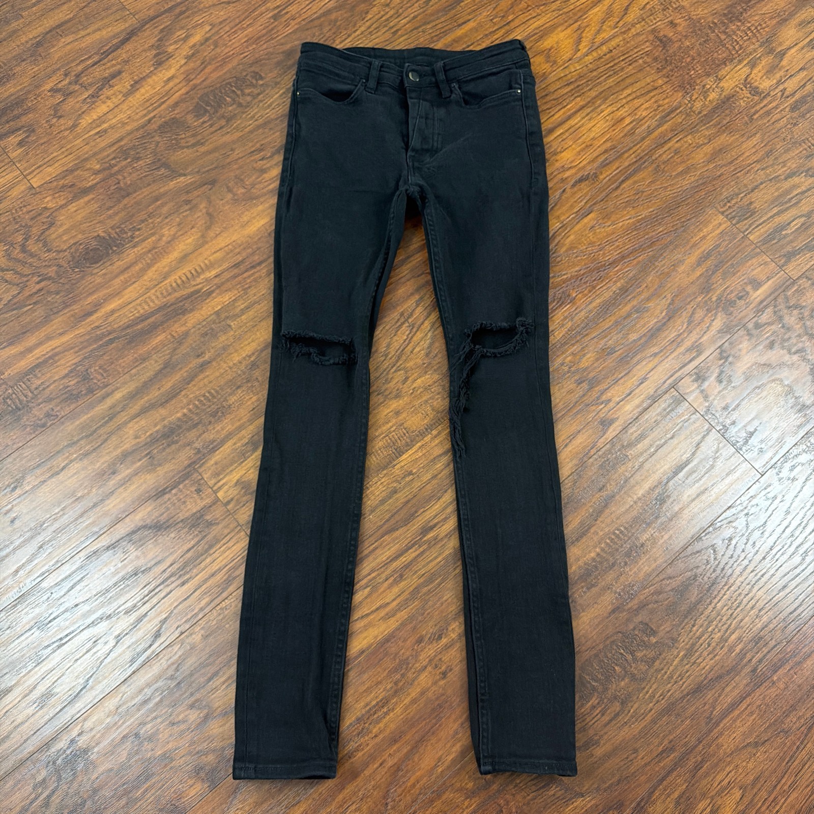 Ksubi Jeans Mens 28 Black Slice Skinny Van Winkle Ace Ripped Stretch Button Fly