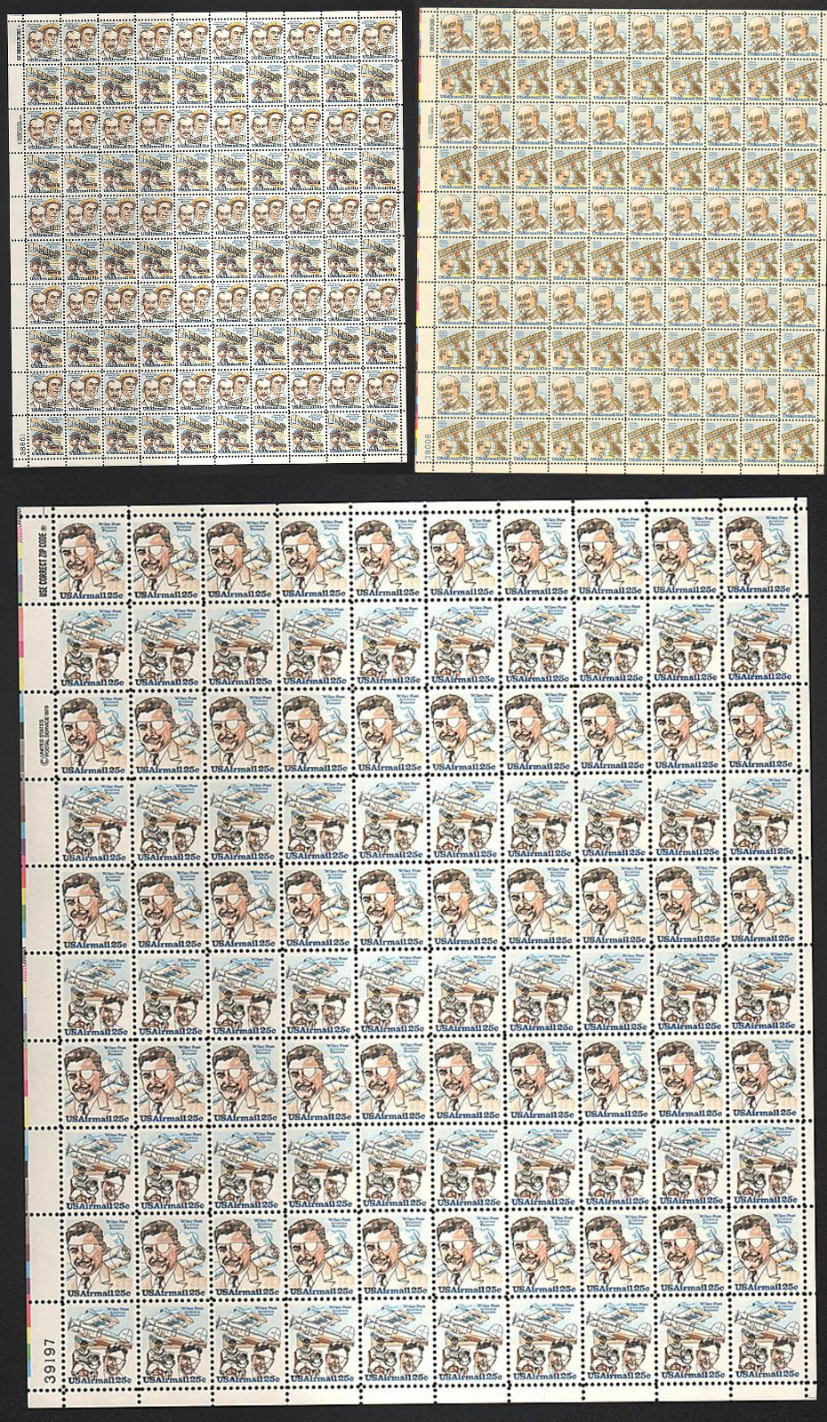 C91-92, C93-94, C95-96 USA Pioneer Aviators SET of 3 Airmail Mint NH SHEETS