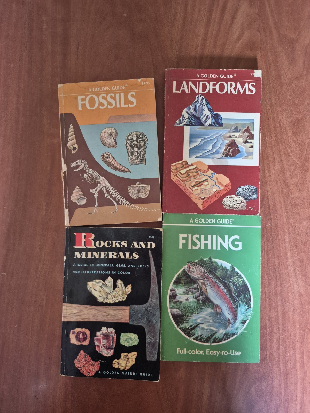 Vtg A Golden Guide Books 4 Full Color Fossils, Landforms, Fishing, Rocks Vtg A Golden Guide Books 4 Full Color Fossils, Landforms, Fishing, Rocks