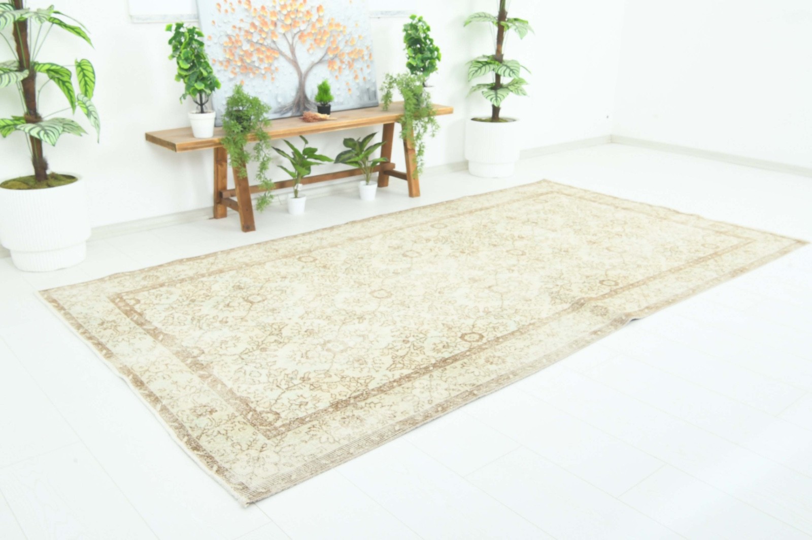 Turkish Area Rug 5x9 Hand-Knotted Vintage Narrow Oriental Carpet,573