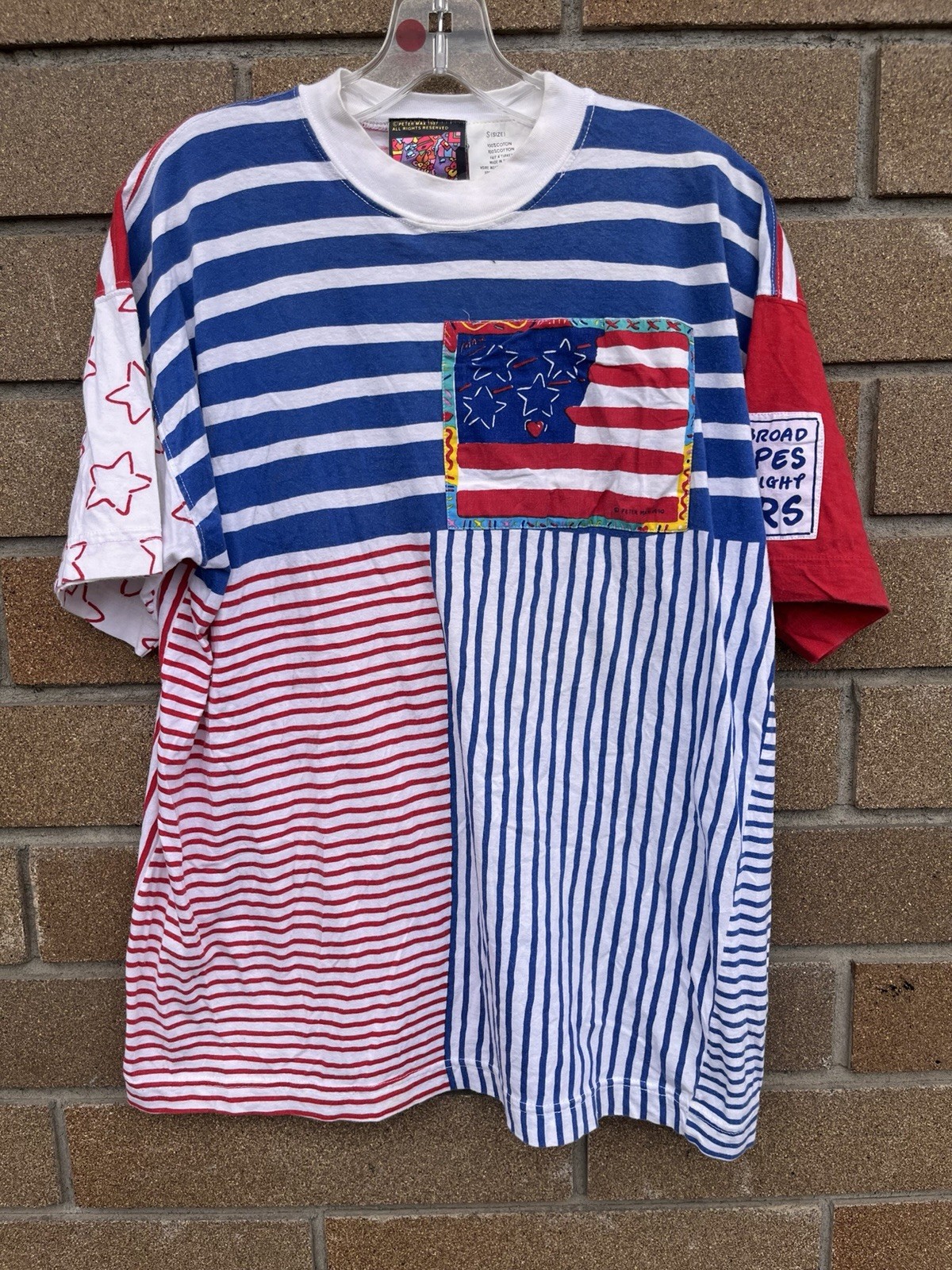 Peter Max NeoMax T-shirt Vintage Stars and Stripes Statue of Liberty 1989 Sz S Peter Max NeoMax T-shirt Vintage Stars and Stripes Statue of Liberty 1989 Sz S