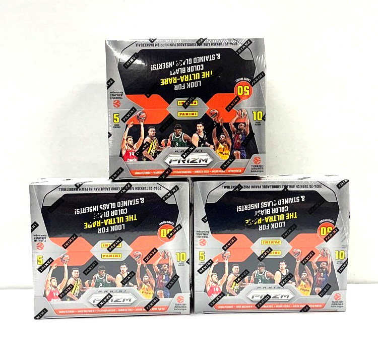 2024-25 Panini Prizm Basketball Turkish Airlines Euro League Hobby Box Lot of 3 2024-25 Panini Prizm Basketball Turkish Airlines Euro League Hobby Box Lot of 3