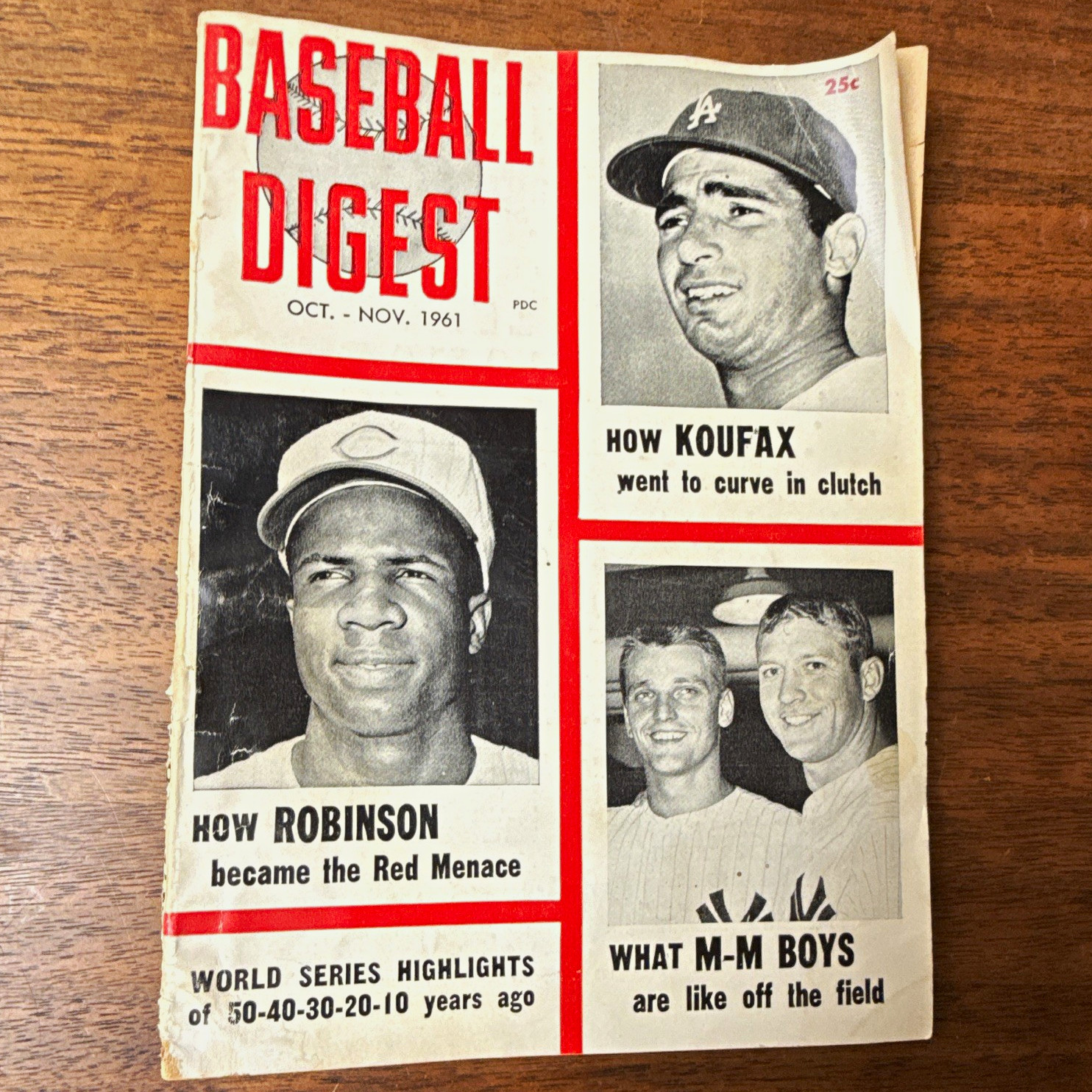 Baseball Digest Magazine Oct-Nov 1961 Sandy Koufax / Reds Robinson Cover Baseball Digest Magazine Oct-Nov 1961 Sandy Koufax / Reds Robinson Cover