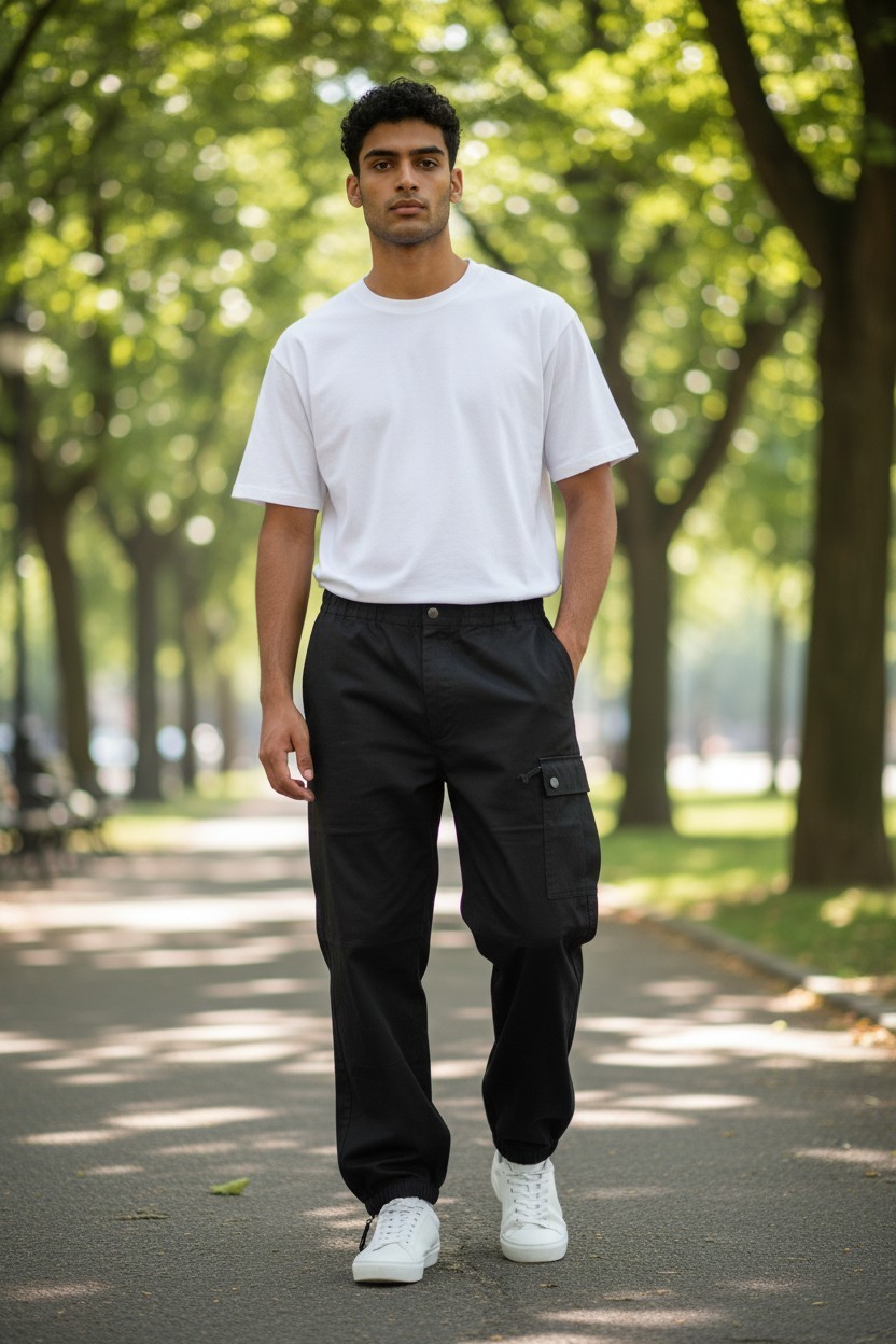 Moschino Men\'s Size 52 IT 36 US Black Cargo Pants NWT Moschino Men\'s Size 52 IT 36 US Black Cargo Pants NWT